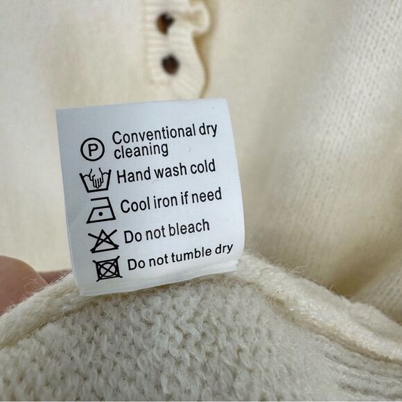 Irsutey Crew‎ Neck Sweater Ruffle Knit Sweater Button Down Pullover Cream Small - Picture 5 of 6
